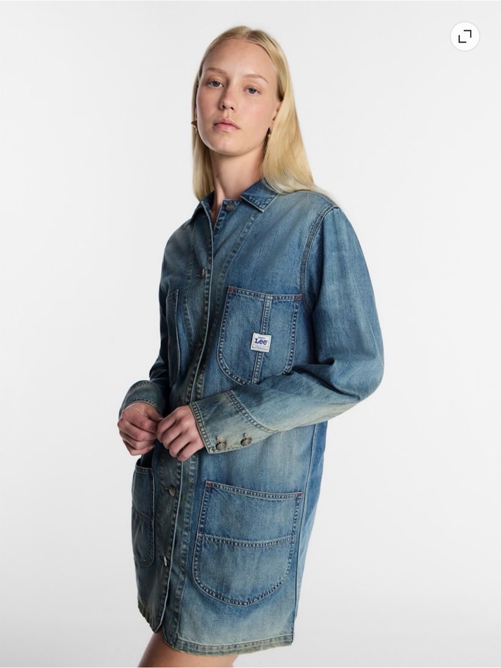 Kacey Lee Women’s Denim Chore Dress with Long Sleeves - Picture 3 of 5